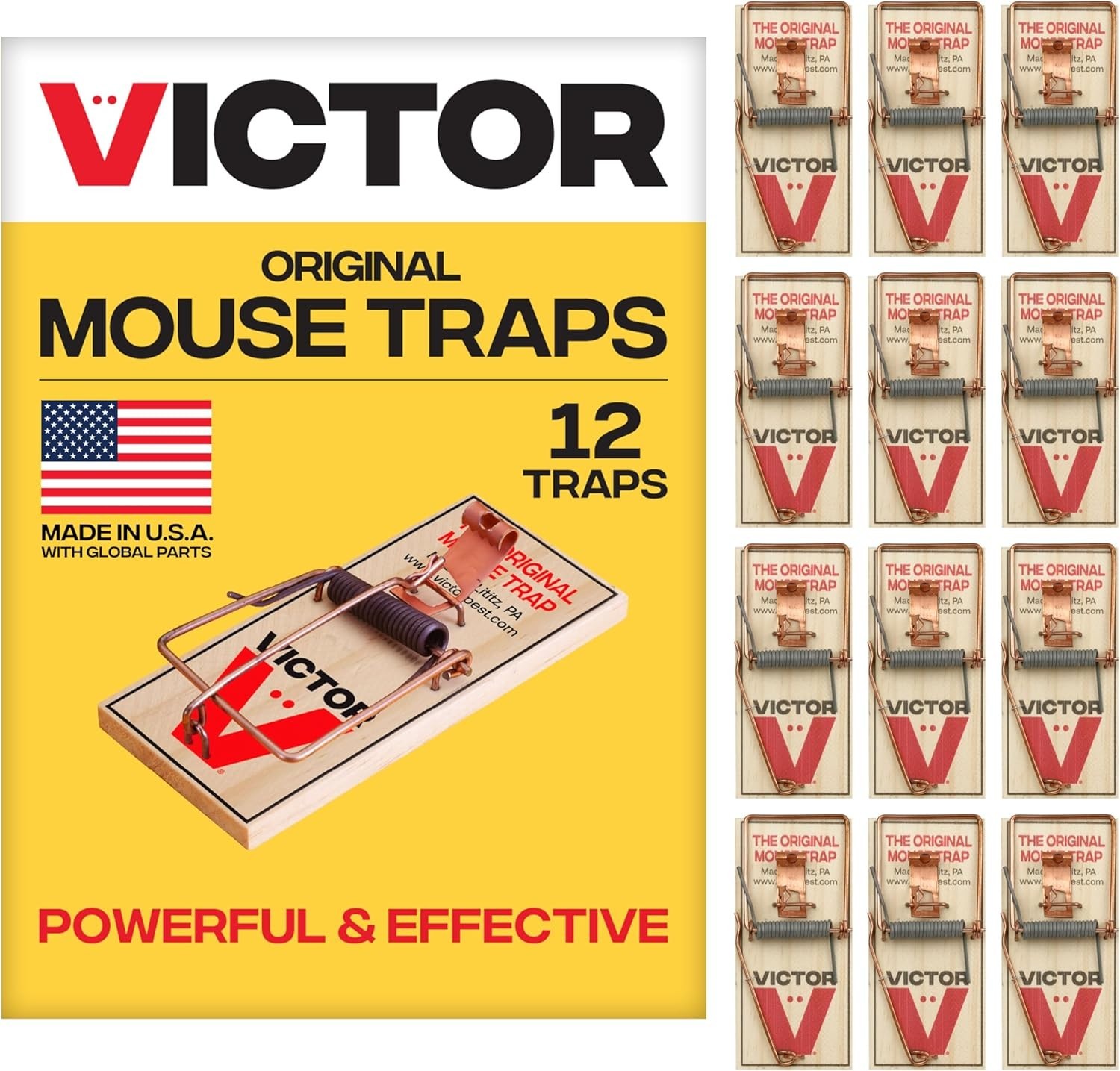 Victor Mou*se Tr*aps M150-12, Metal Pedal, Sustainably Sourced FSC Wood