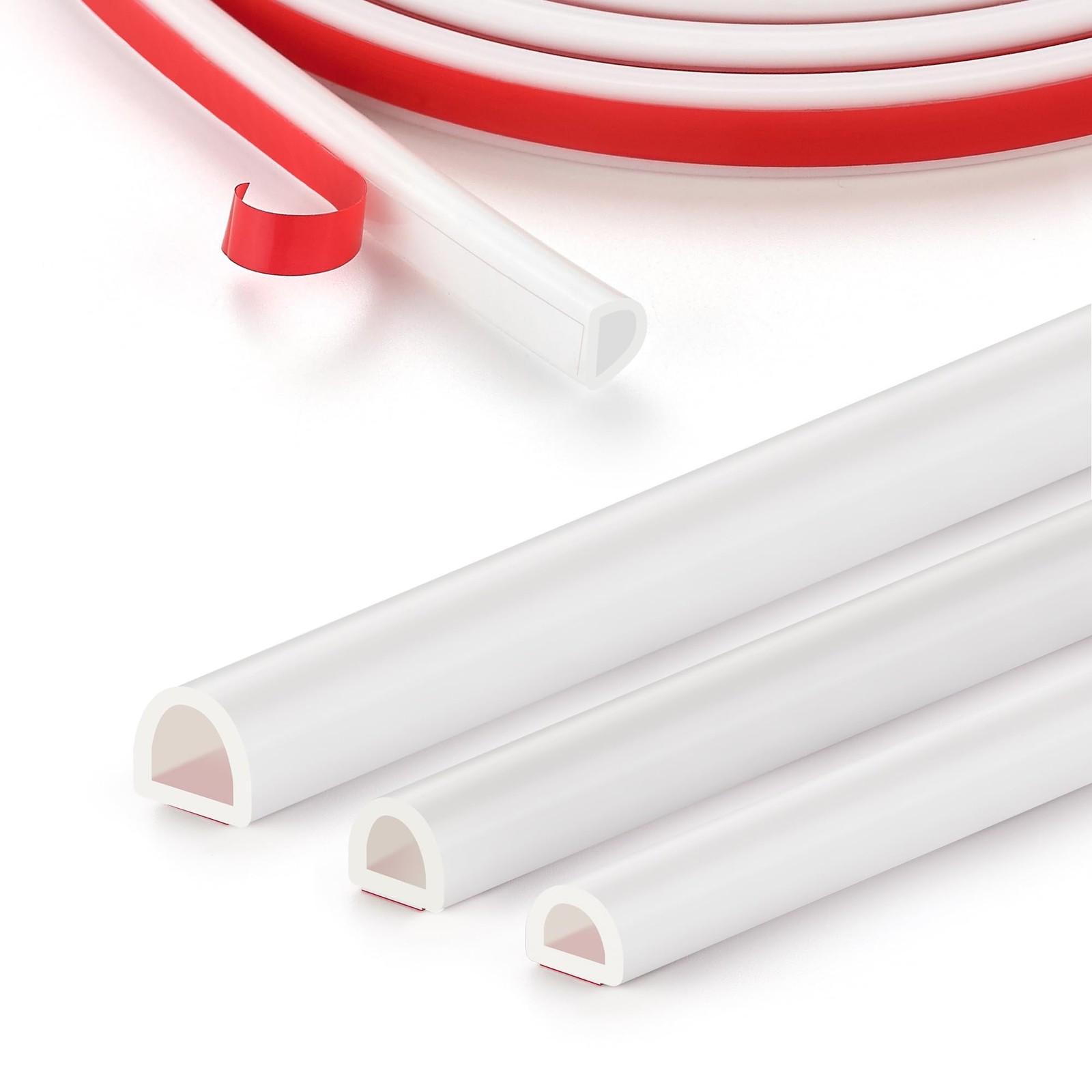 Silicone D-Shaped Weather Stripping Door Seal 23ft Self Adhesive Insulation Stri