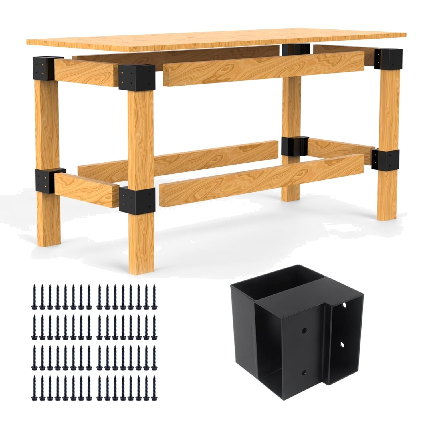Durable 3-Way Corner Brackets for Custom Workbenches - 8 Steel Pieces Included