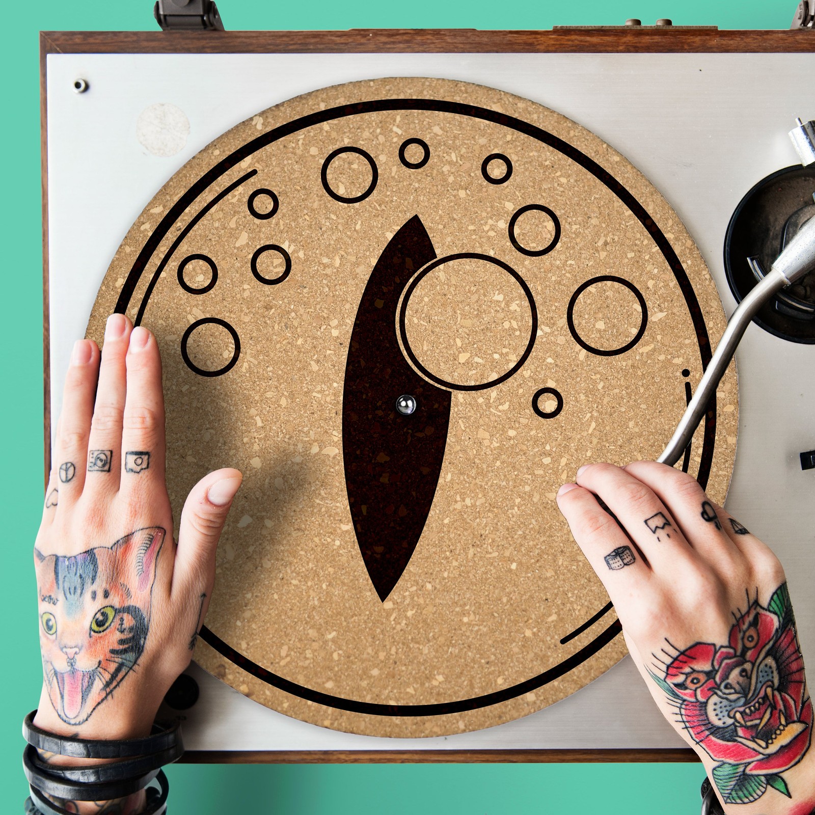 Cork Turntable Slipmat Quetzal Studio Monster Eye Handmade Personalized