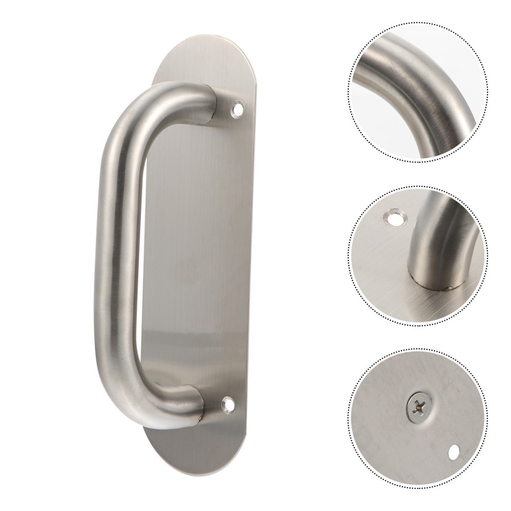 Stainless Steel Door Handle Pull Plate Commercial Door Handle Puller (Silver)