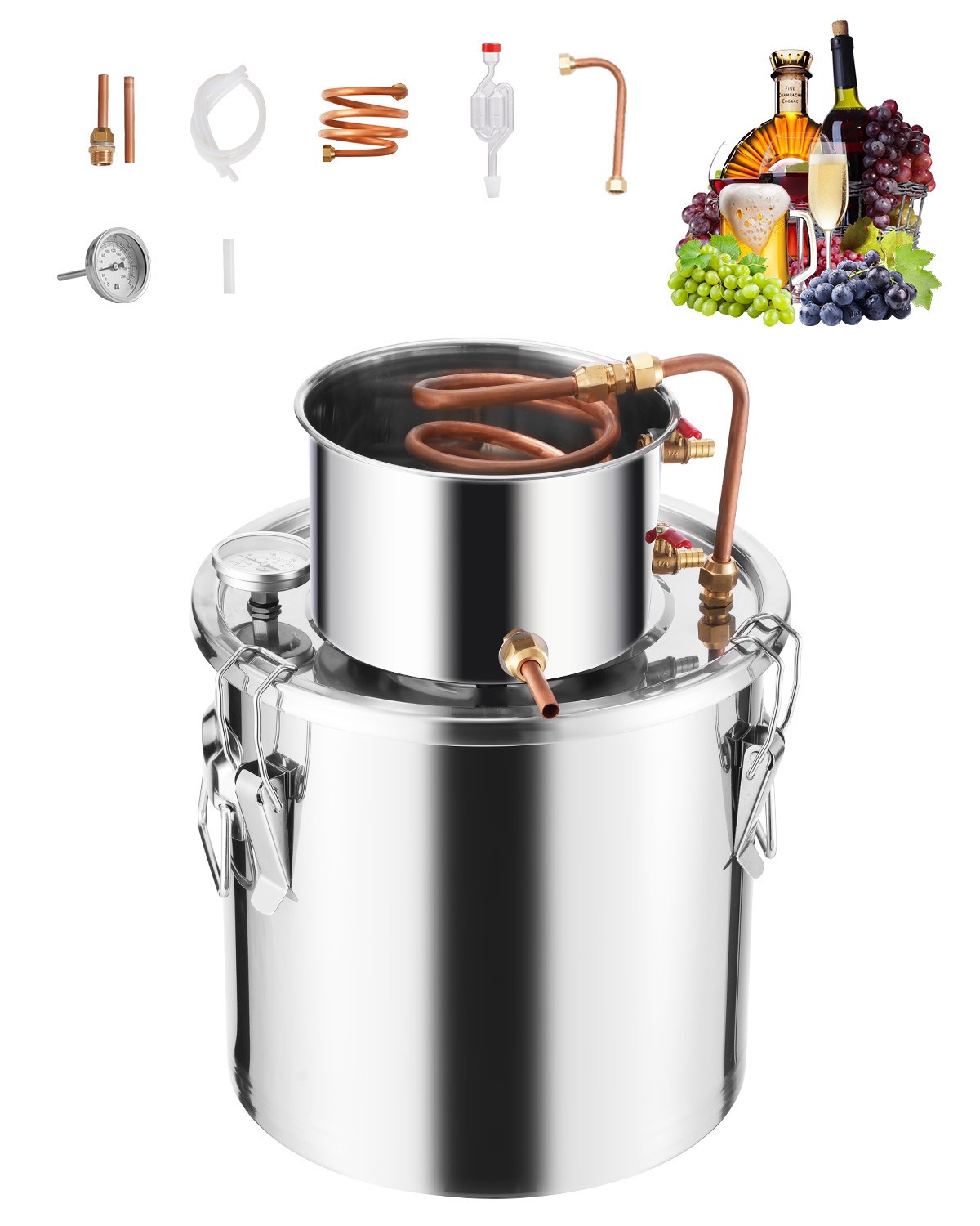 Uimoso 5 Gal Alcohol Distiller Water Wine Still Home Brewing Kit Stainless Steel