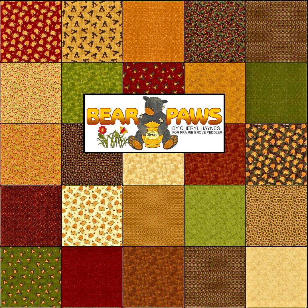 JELLYROLL STRIPS 2.5"x44", ROBERT KAUFMAN, 40PCS, "BEAR PAWS" BY CHERYL HAYNES
