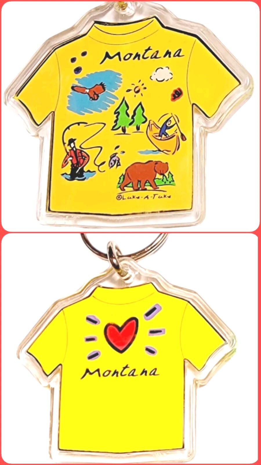 Montana TShirt Keychain Luke A Tuke Outdoors Wilderness State Souvenir Keyring