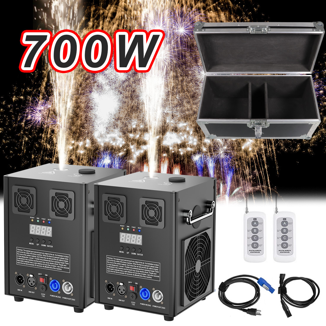2PCS 700W Cold Spark Machine Stage Effect DMX Firework Machine DJ Party Wedding