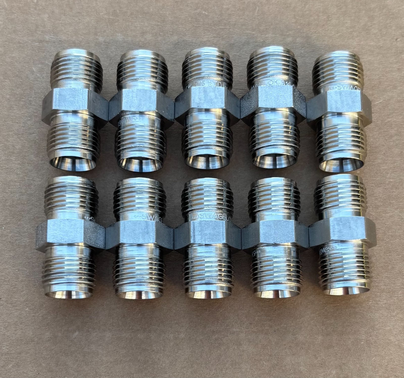 Lot of 10: 3/8"  Swagelok  Stainless Steel Fittings SS-600-6   No Nuts/Ferrules