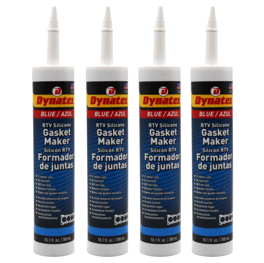 Dynatex Blue RTV Gasket Maker 10oz Tube Sensor Safe, Gear Oil Resistant(4-Pack)