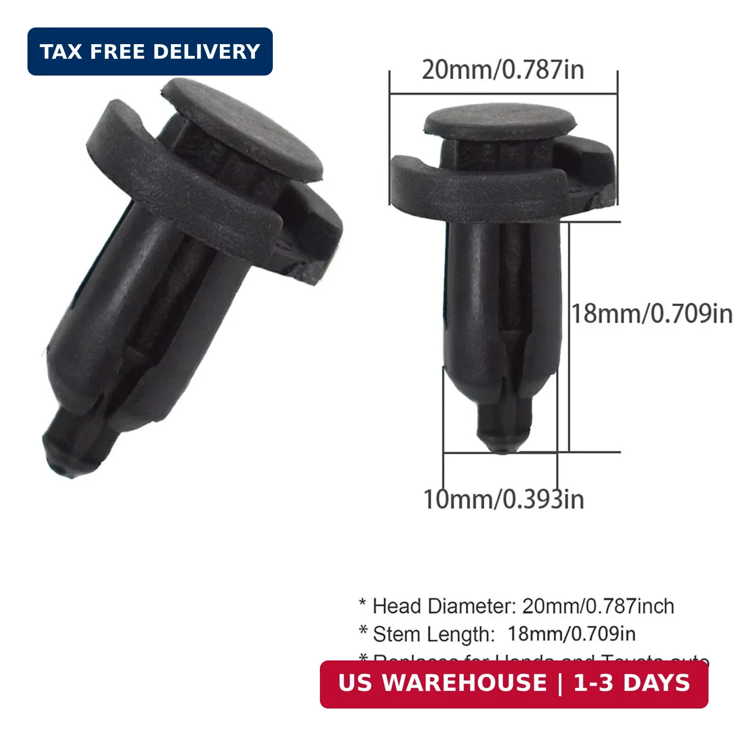 labwork 100 Pcs 10mm Clips Plastic Push Type Rivet Retainer Fastener Replacement
