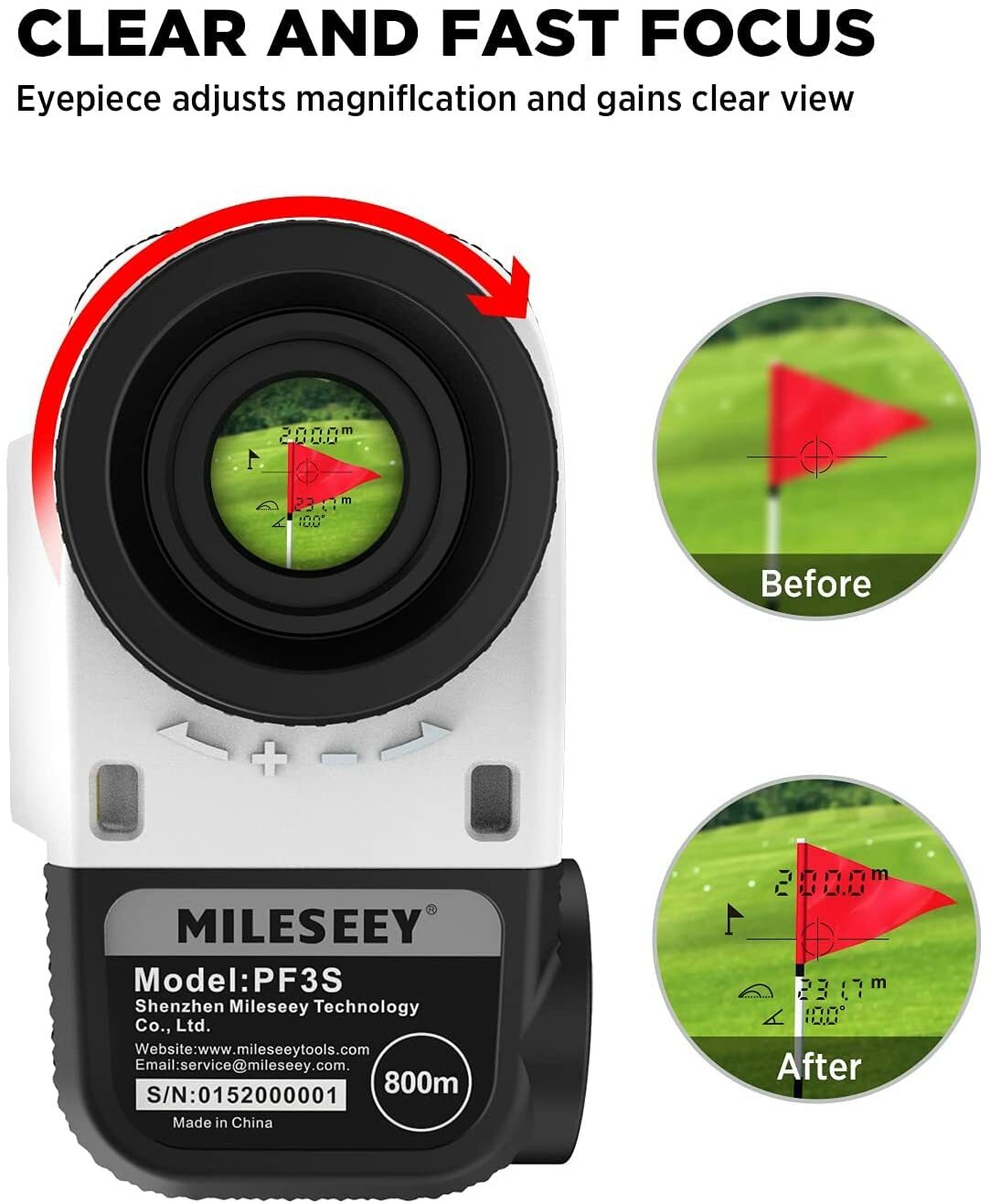 Mileseey 660Yards Golf Rangefinder External LCD Display Vibration Slope Switch
