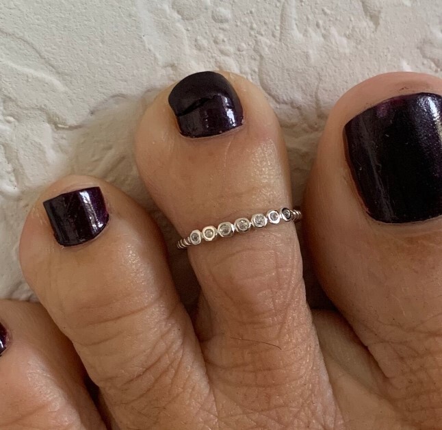 Valentine's Women's Cubic Zirconia Adjustable Fancy Toe Ring 925 SS