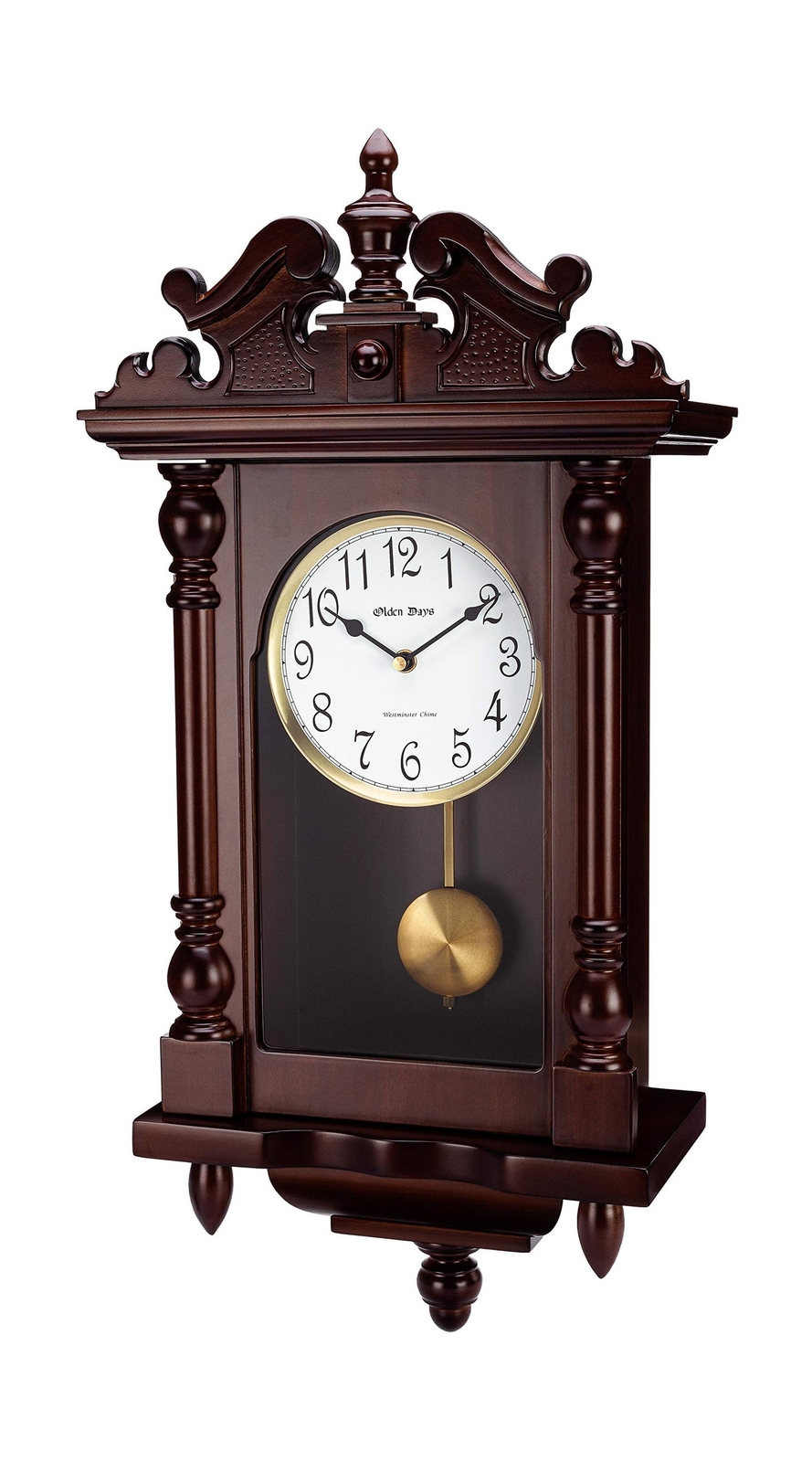 Wall Clock with Real Wood, 4 Chime Options, Swinging Pendulum, Antique Vintag...