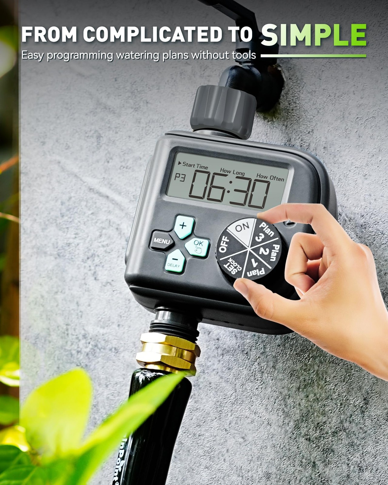RAINPOINT Sprinkler Timer with 3 Independent Programs, Hose Rain Free Shipping