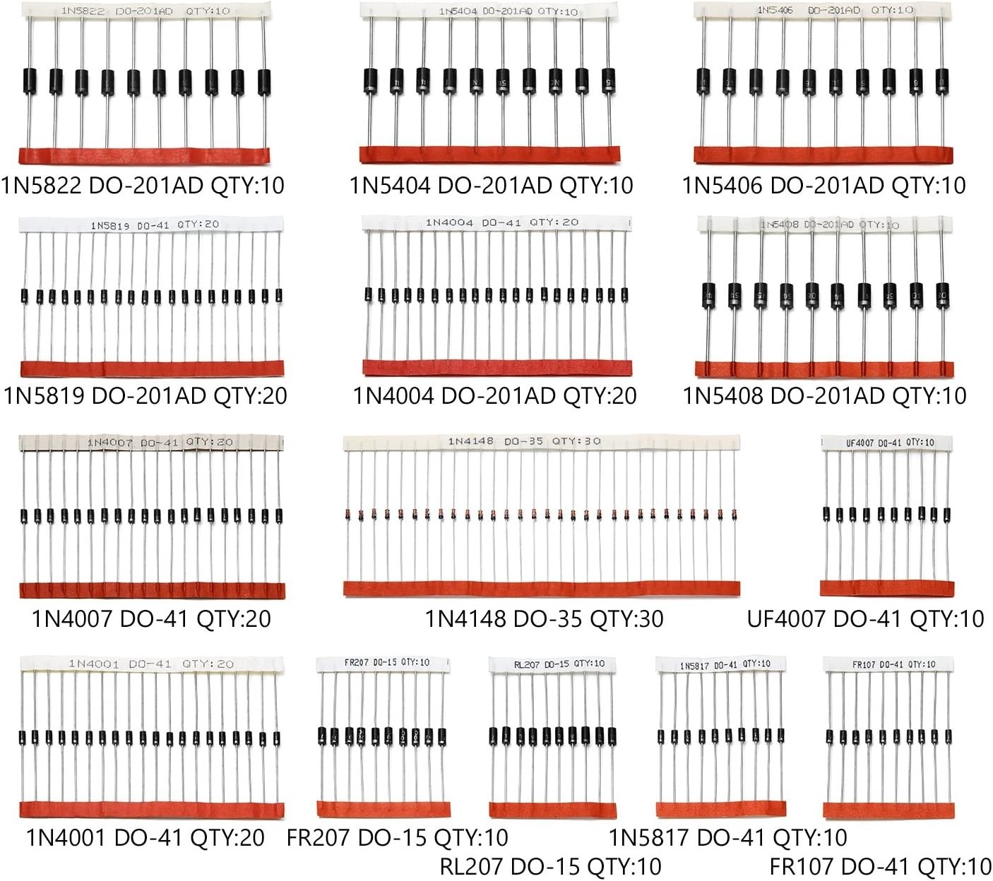 Complete 200-Piece Diode Kit: Fast Switching & Rectifier Options for Electronics