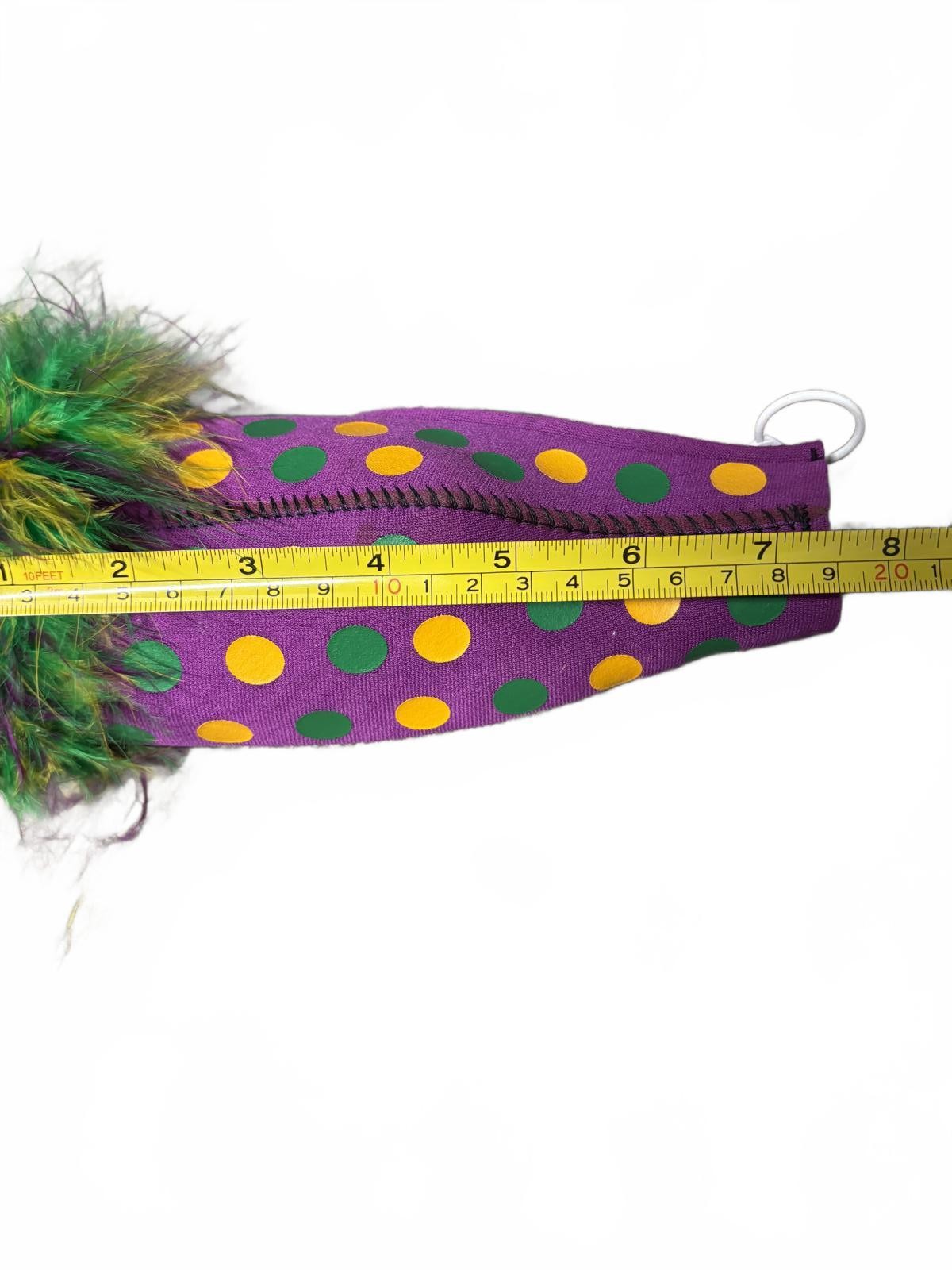 Mardi Gras Purple Polka Dot Bottle Cooler with Feather Trim