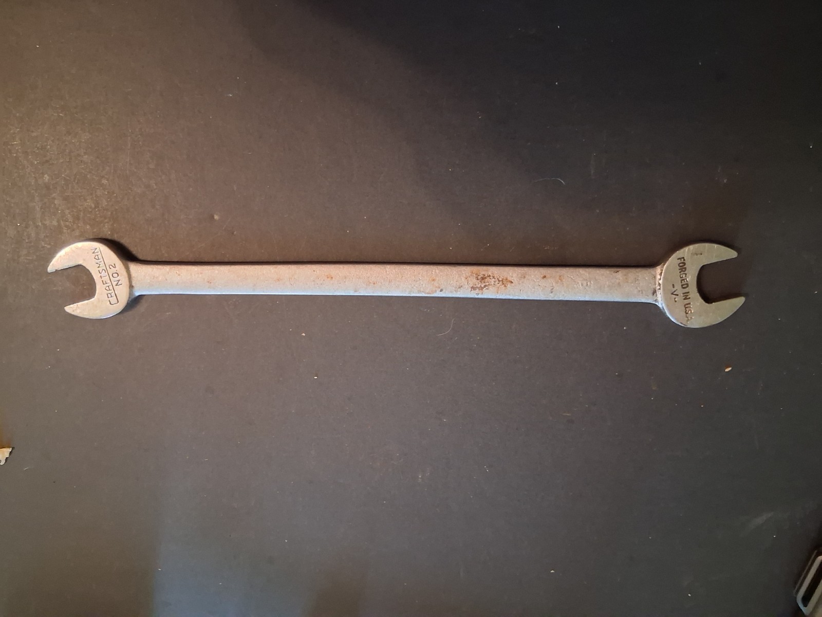 CRAFTSMAN NO.2  V SERIES DOUBLE OPEN END WRENCH 1/2--9/16.  ( THIN)   10" LONG