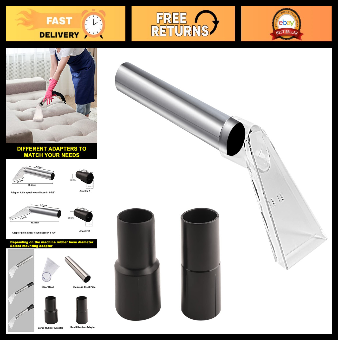 Carpet Extractor Attachment Tool - Vacuum Cleaner Upholstery & Car Detailing