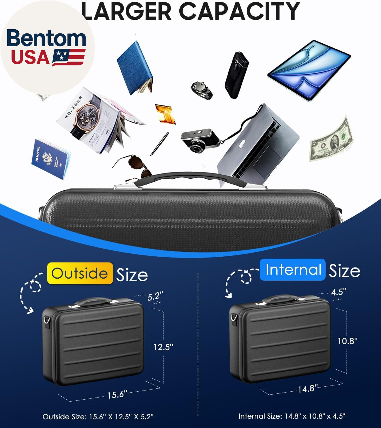 Fireproof Document Box with Lock, Hard-Shell Fireproof Safe for Home Documents,