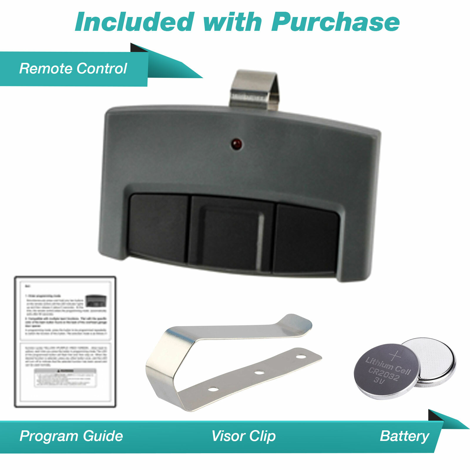 For Craftsman 30498 Garage Door Opener 3-Function Visor Clip Remote Control