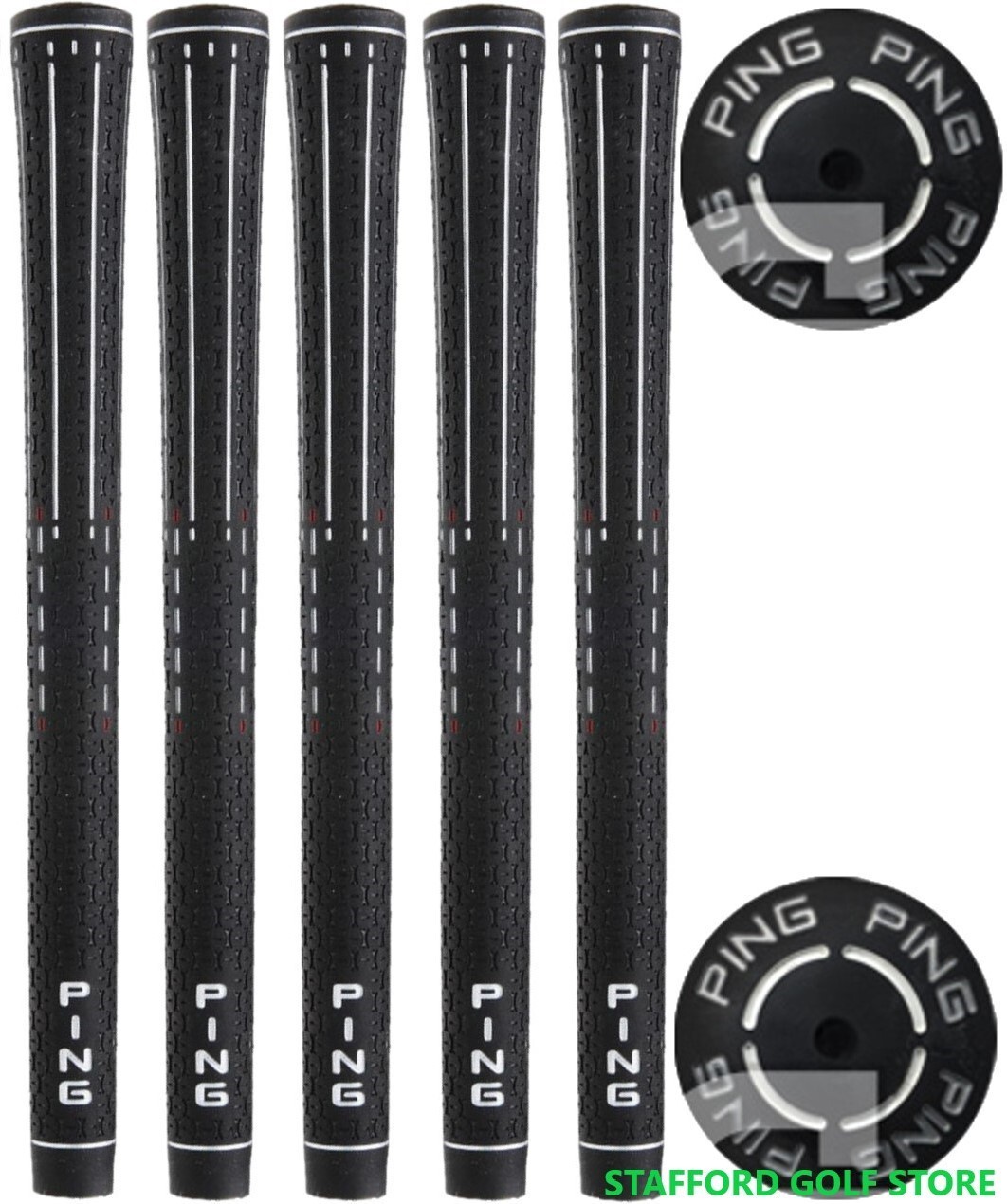 New Ping 360 ID-8 Golf Grips Standard Size Core .60" Round Black/White Set of 5