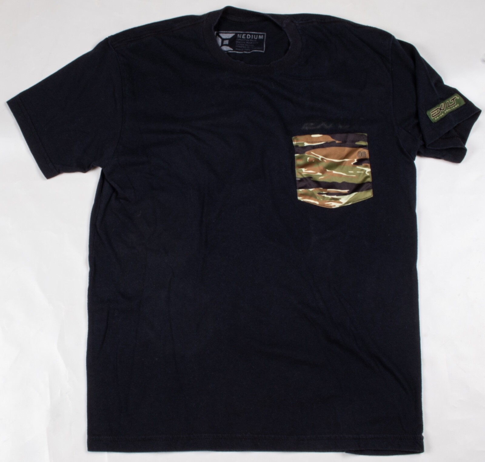 Exalt Paintball x OG Original Gentlemen Rare Camo Pocket Black T-Shirt Size S/M