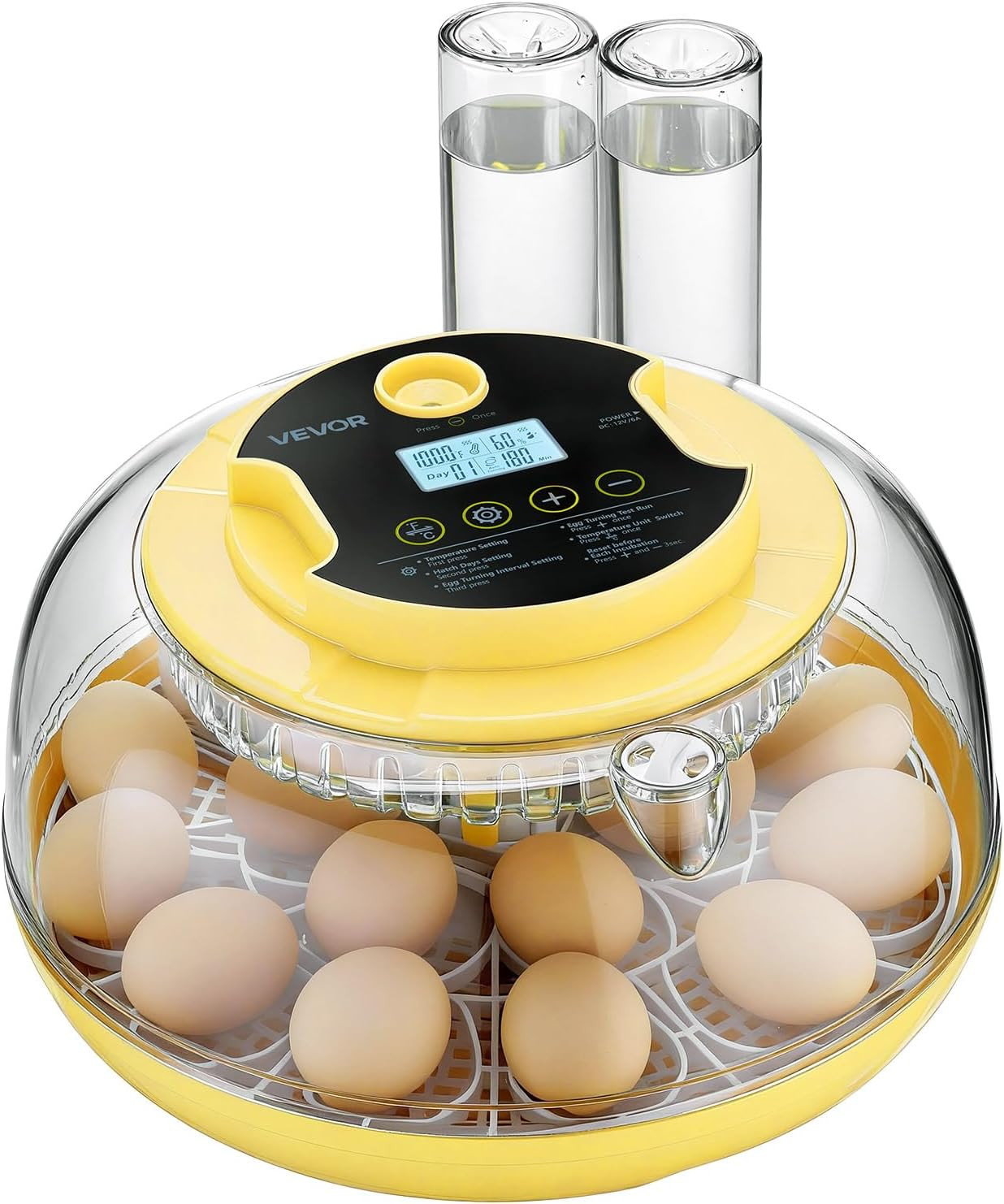 18 Egg Incubator, Automatic Egg Turner with LED Candler, Temperature & Humidity