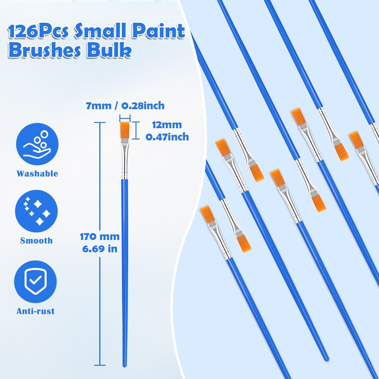 120 Pcs Flat Art Paint Brushes for Touch Up Crafts Detail Painting Face Body