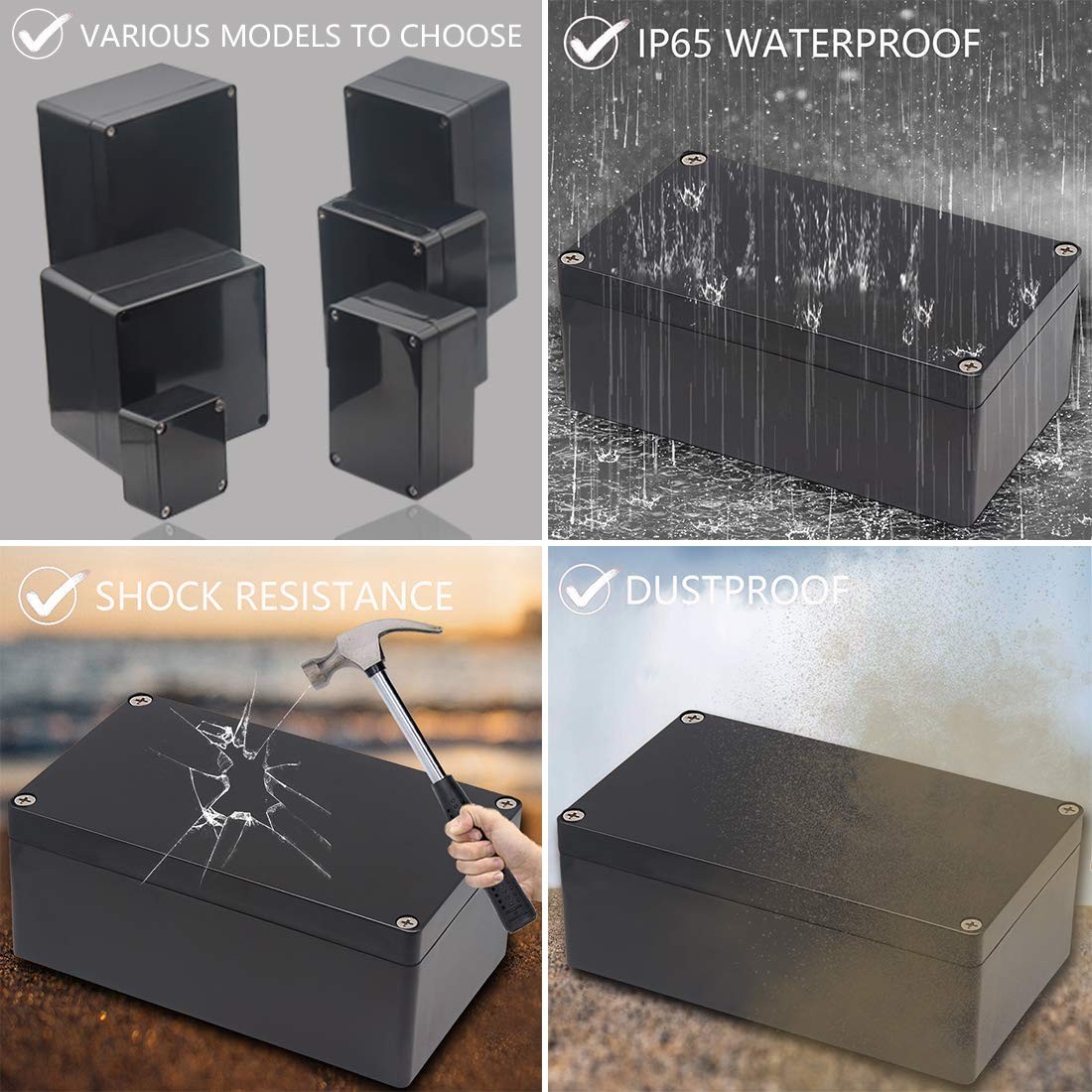 Junction Box, Project Box Outdoor Box ABS Electrical Boxes Electronic Enclos...