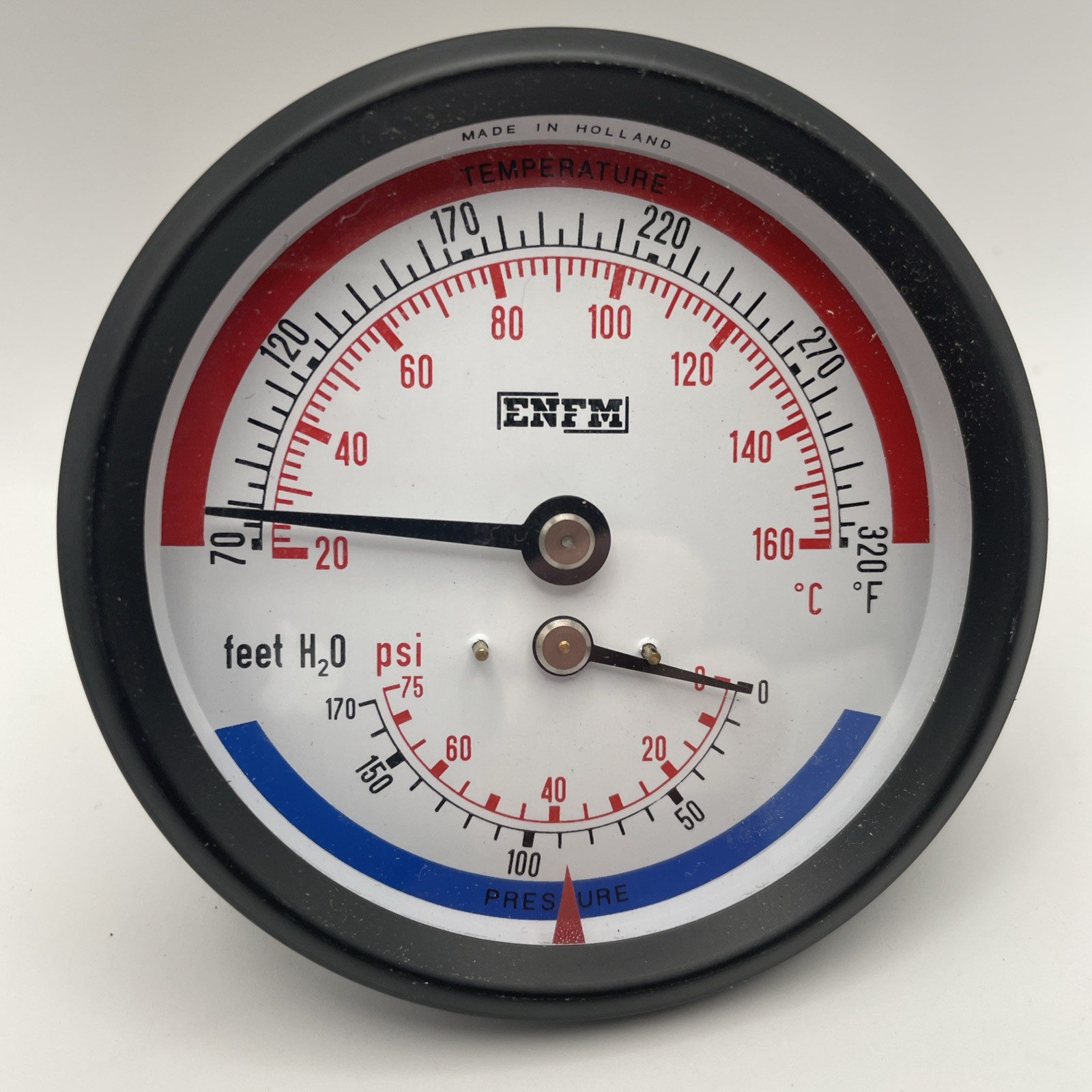 ENFM Tridicator J40-560, 70-320°F, 0-75PSI/Feet H2O, Short Stem 3" Depth