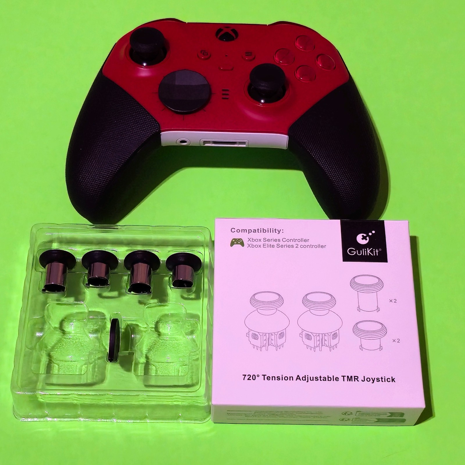 Xbox Elite Series 2 Wireless Controller Red- Gulikit 720 TMR Sticks Upgrade