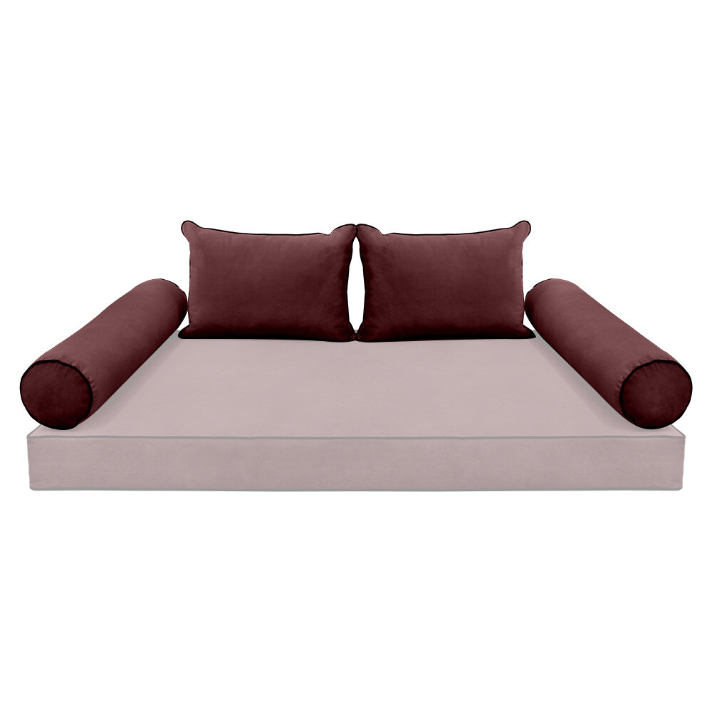 SLIPCOVER ONLY Contrast Twin Style V4 Velvet Indoor Daybed Bolster Cushion AD368