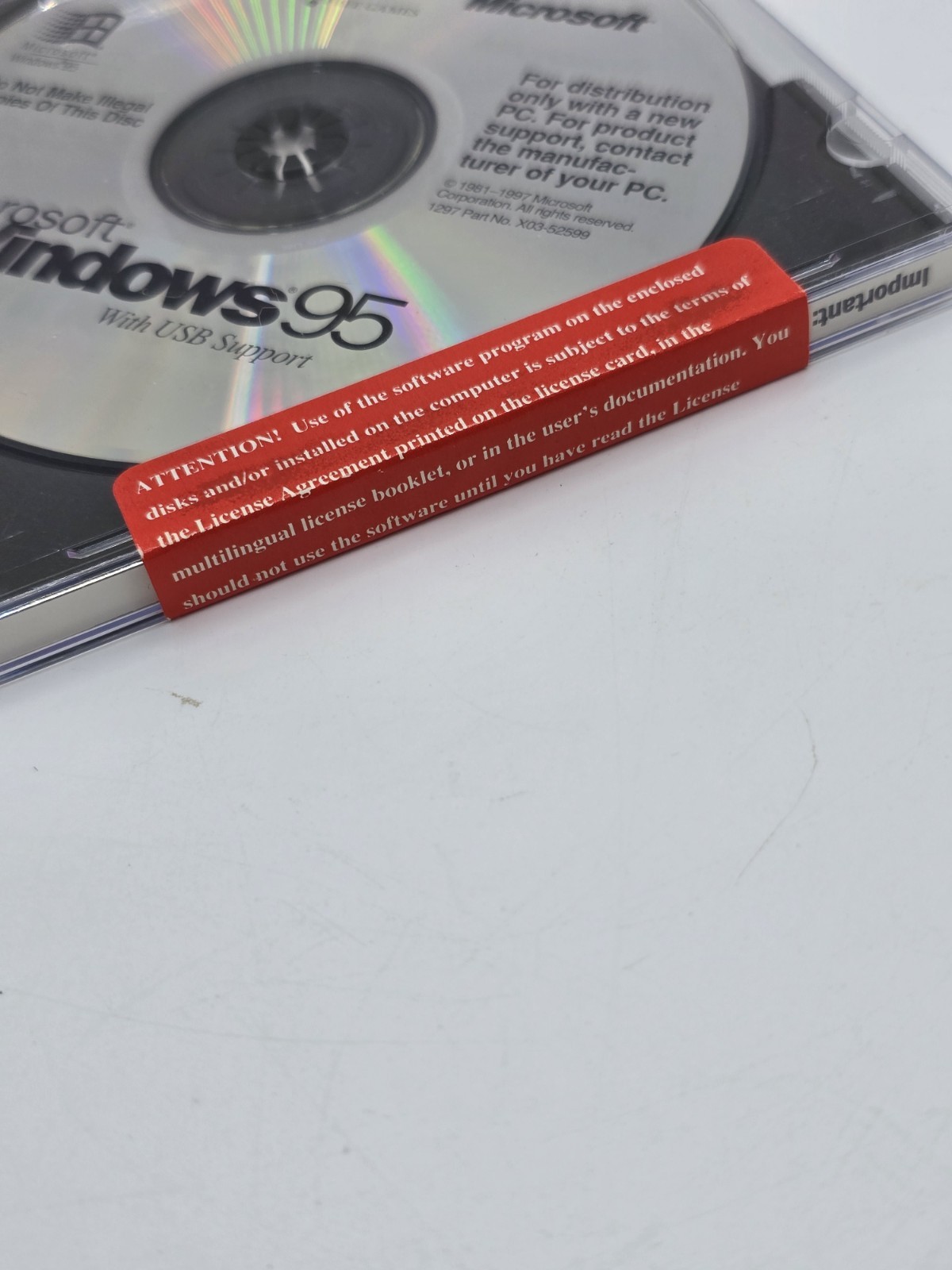 SEALED Microsoft Windows 95 OEM USB Support CD, English, Standard License