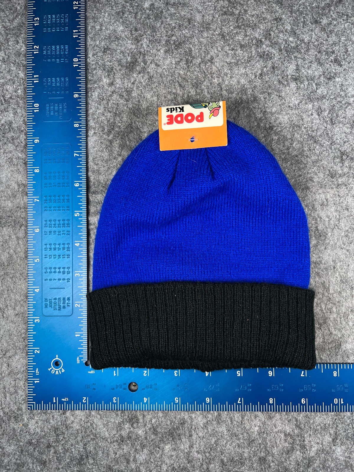 Pode Beanie Toque Youth Boys One Size Blue Black Knit Winter Ski Acrylic NEW