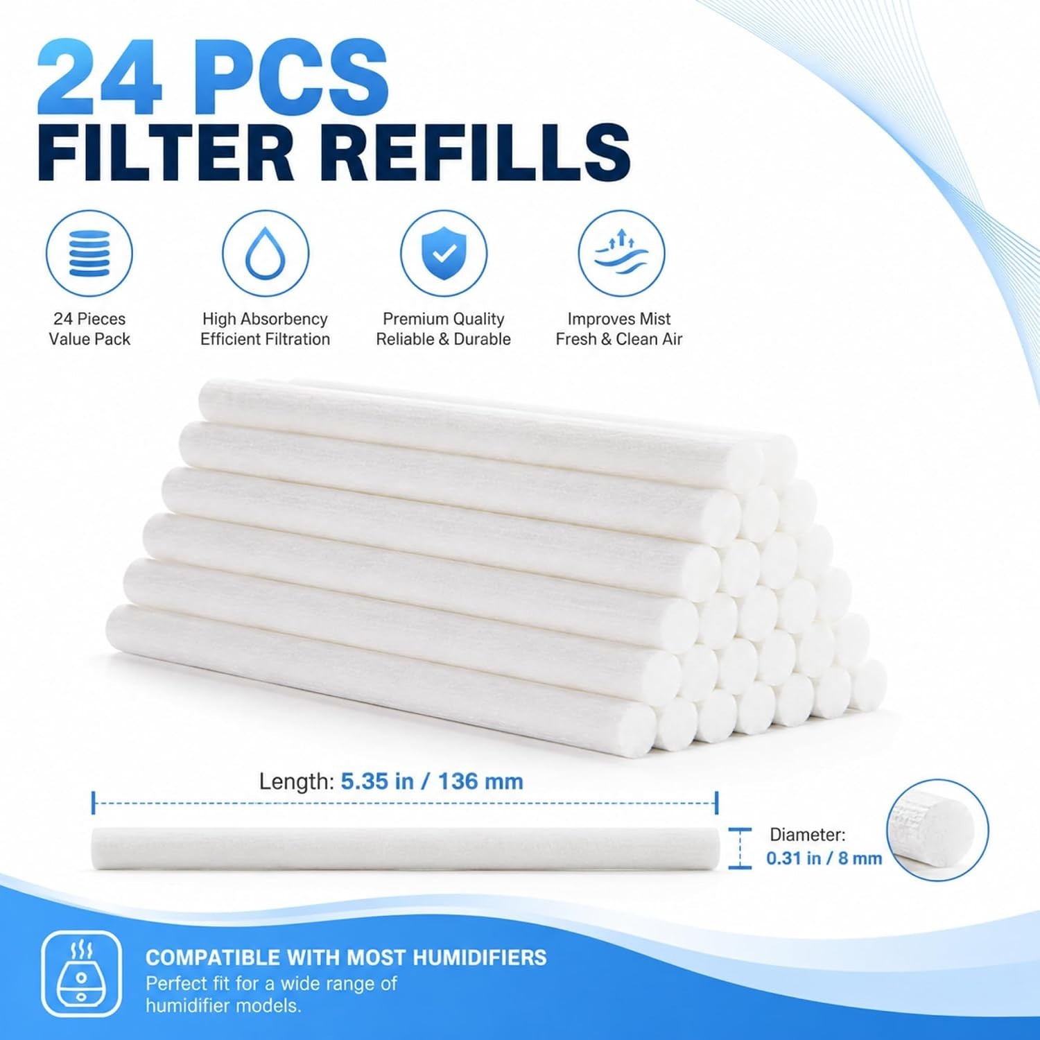 24 Mini Air Diffuser Cotton Wicks - The Ultimate Humidifier Refill Solution
