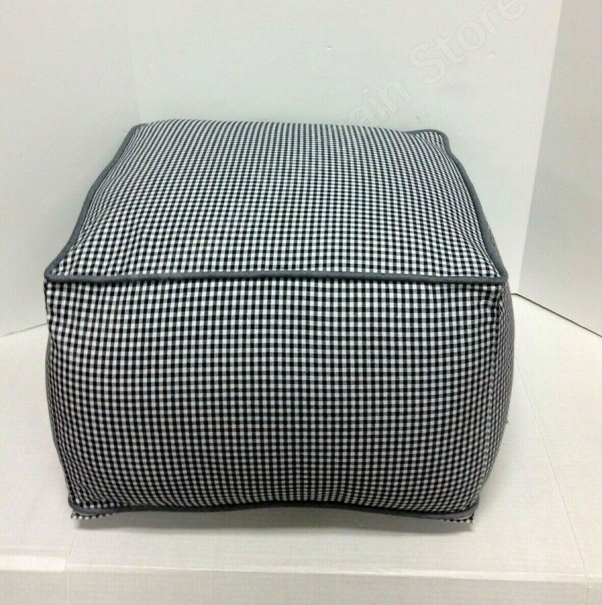 Pottery Barn Kids Teen Lounge n' Beanbag table Chair CUBE black gingham seat NEW