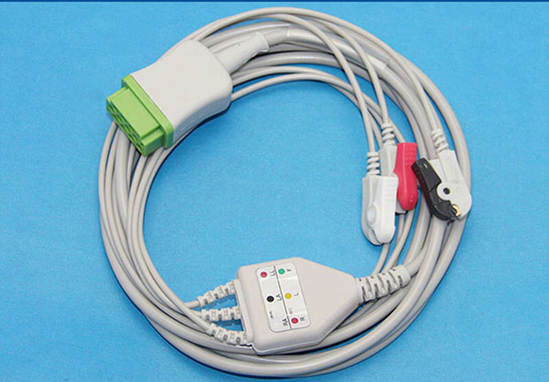 GE Marquette Dash 2000 3000/4000 One-Piece 3 Leads ECG Cable AHA Clip Compatible