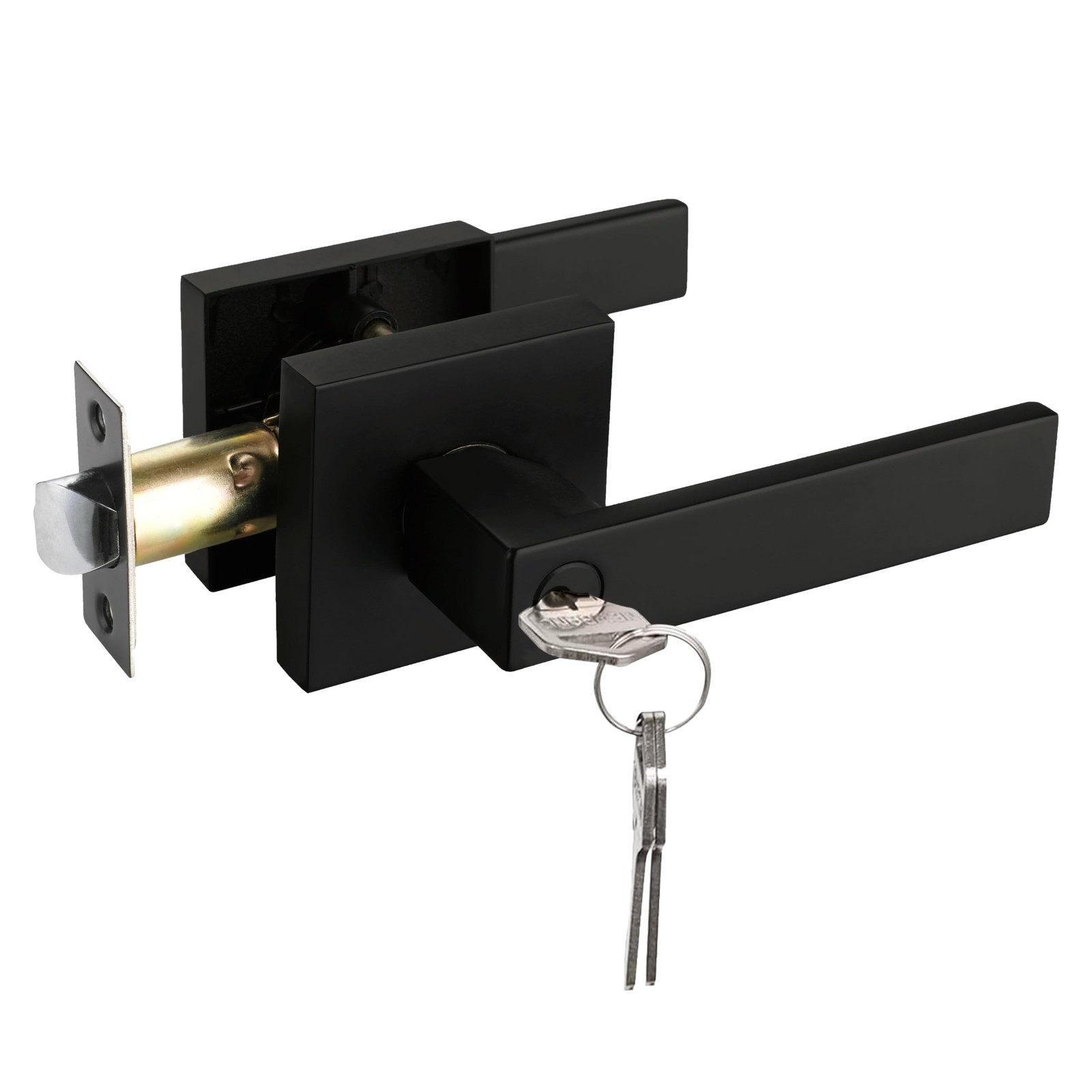 NEWBANG Keyed Entry Solid Door Lever Matte Black Finish 1 Pack