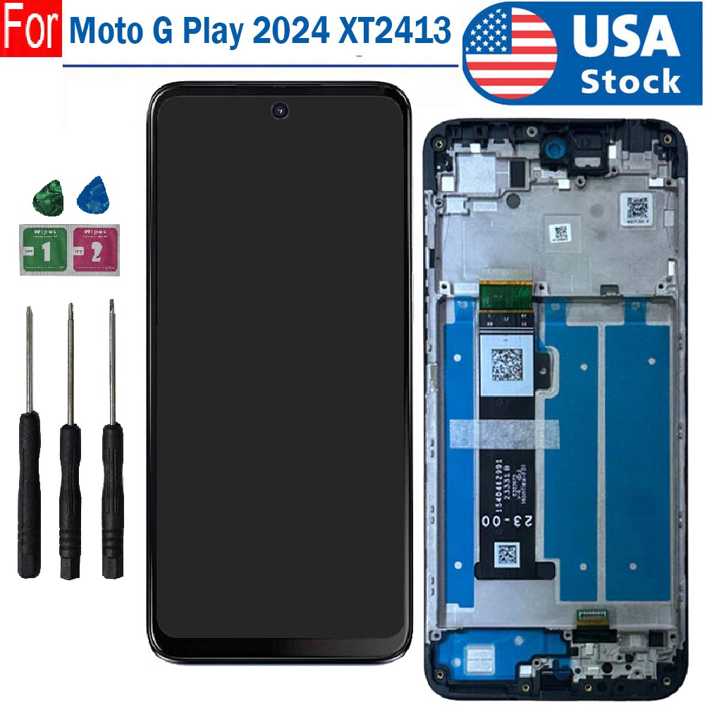 For Moto G Play 2024 XT2413 XT2413-2 LCD Display Touch Screen Digitizer w/Frame