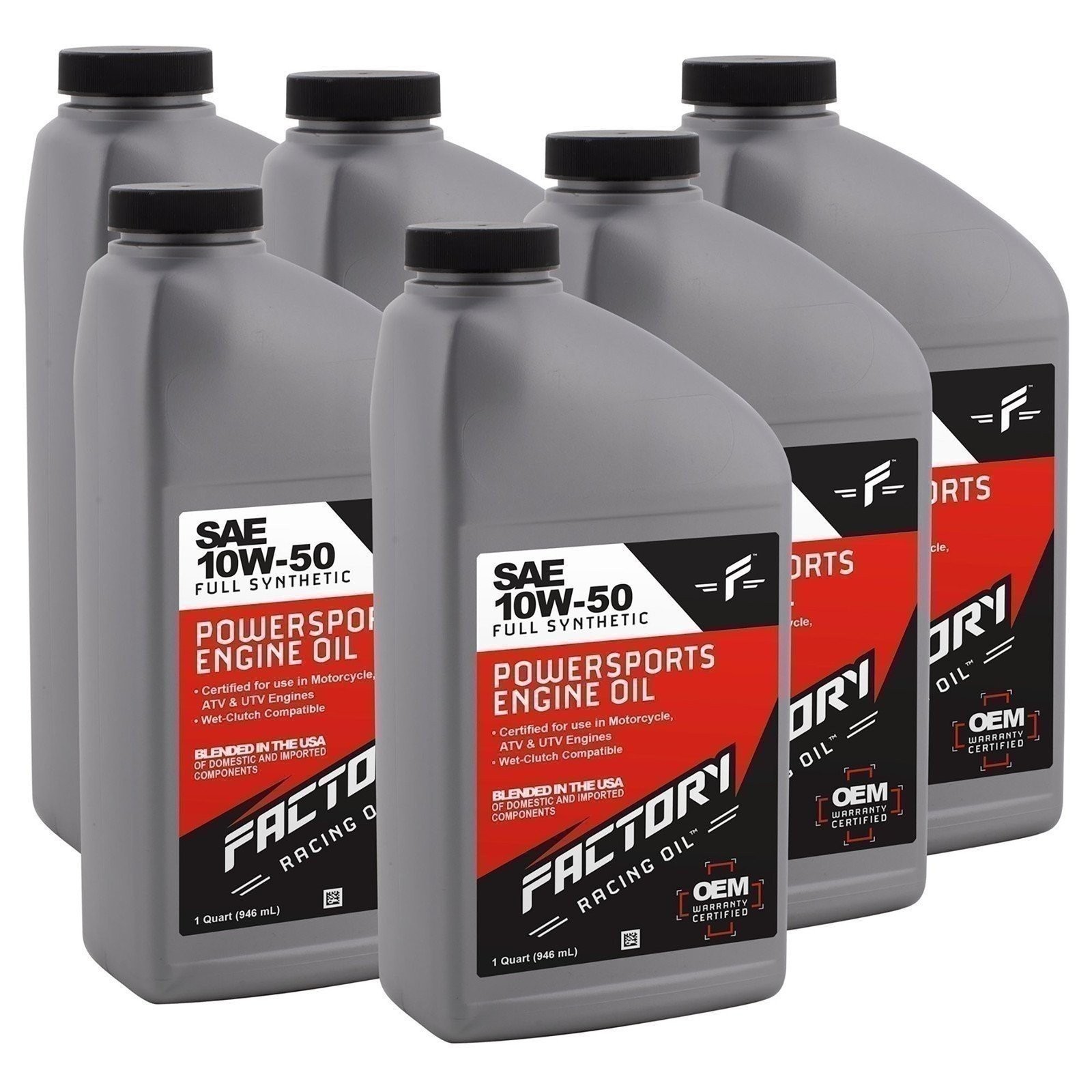 Factory Racing Oil 10W50 Full Synthetic Powersports Oil - JASO MA/MA2 -6 Quarts