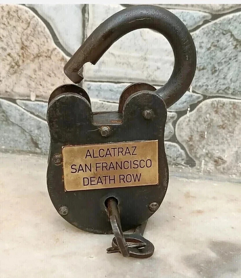 Alcatraz Padlock 5'' Cast Iron Functional Lock & 2 Key Antique Style Lock