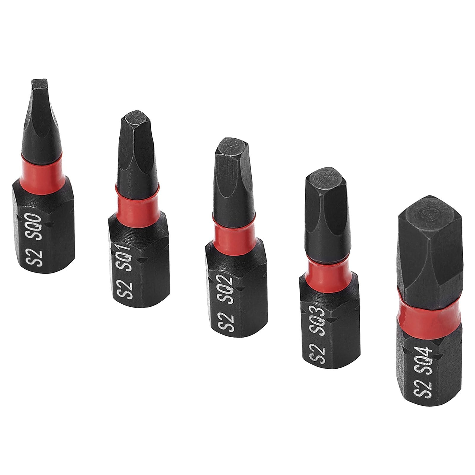 5PCS Robertson Square Drive Bits Premium S2 Alloy Steel Square Drill Bit Set