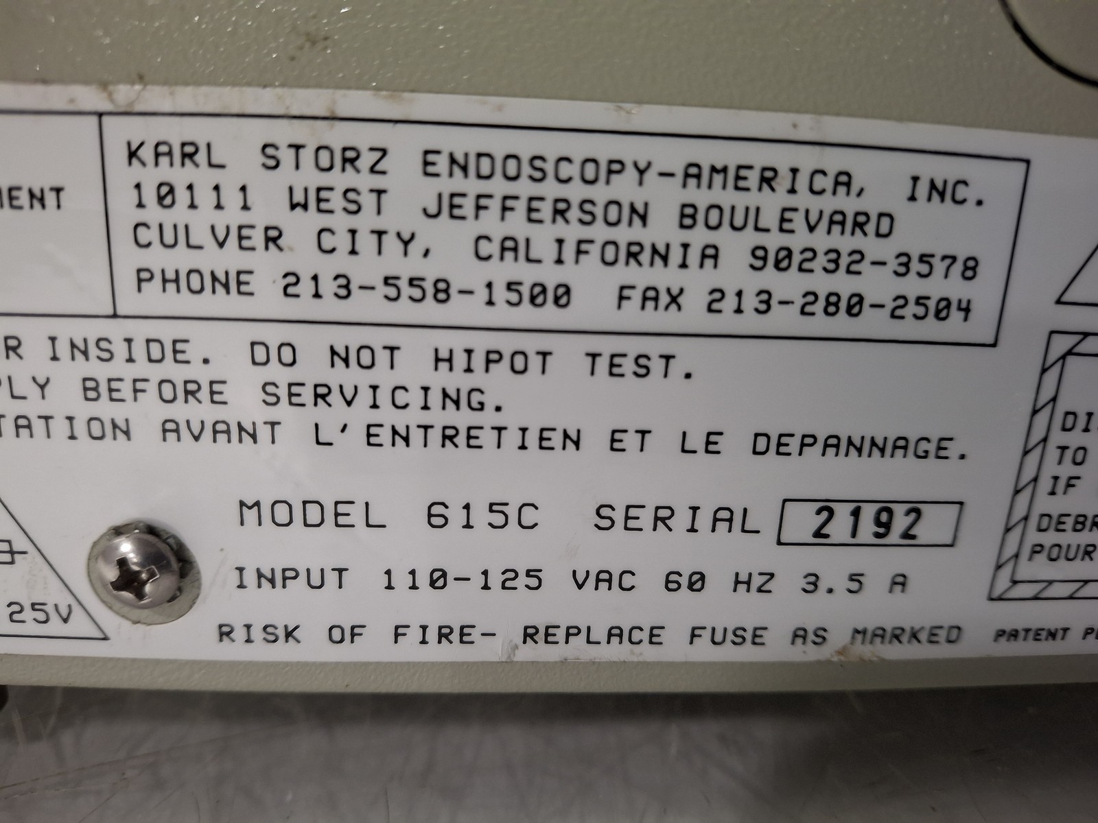 Karl Storz 615 Xenon Light Source