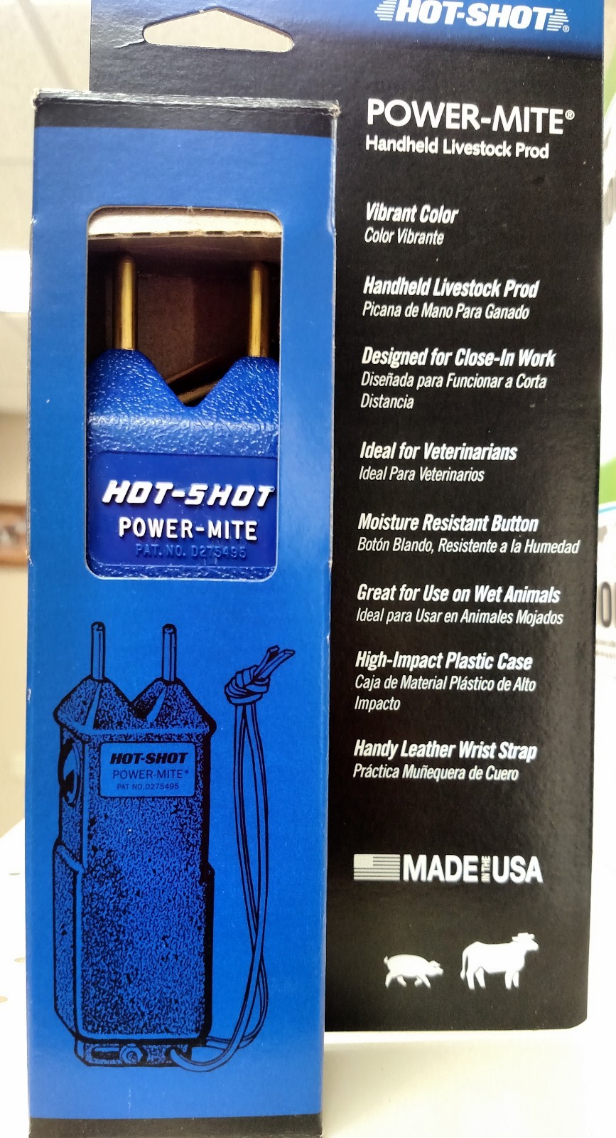 Hot Shot Power-Mite Livestock Prod Hand Held Up Close Cattle Swine Sheep