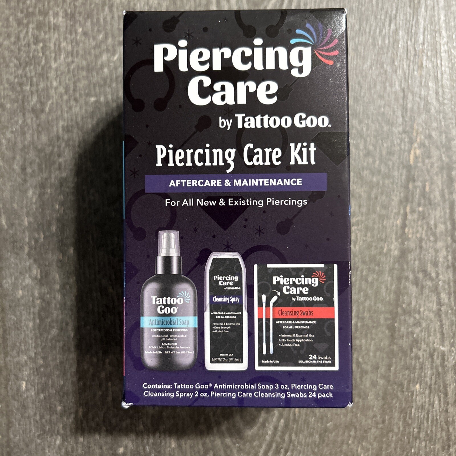Tattoo Goo Piercing Aftercare Kit Set Complete Body - New Formula