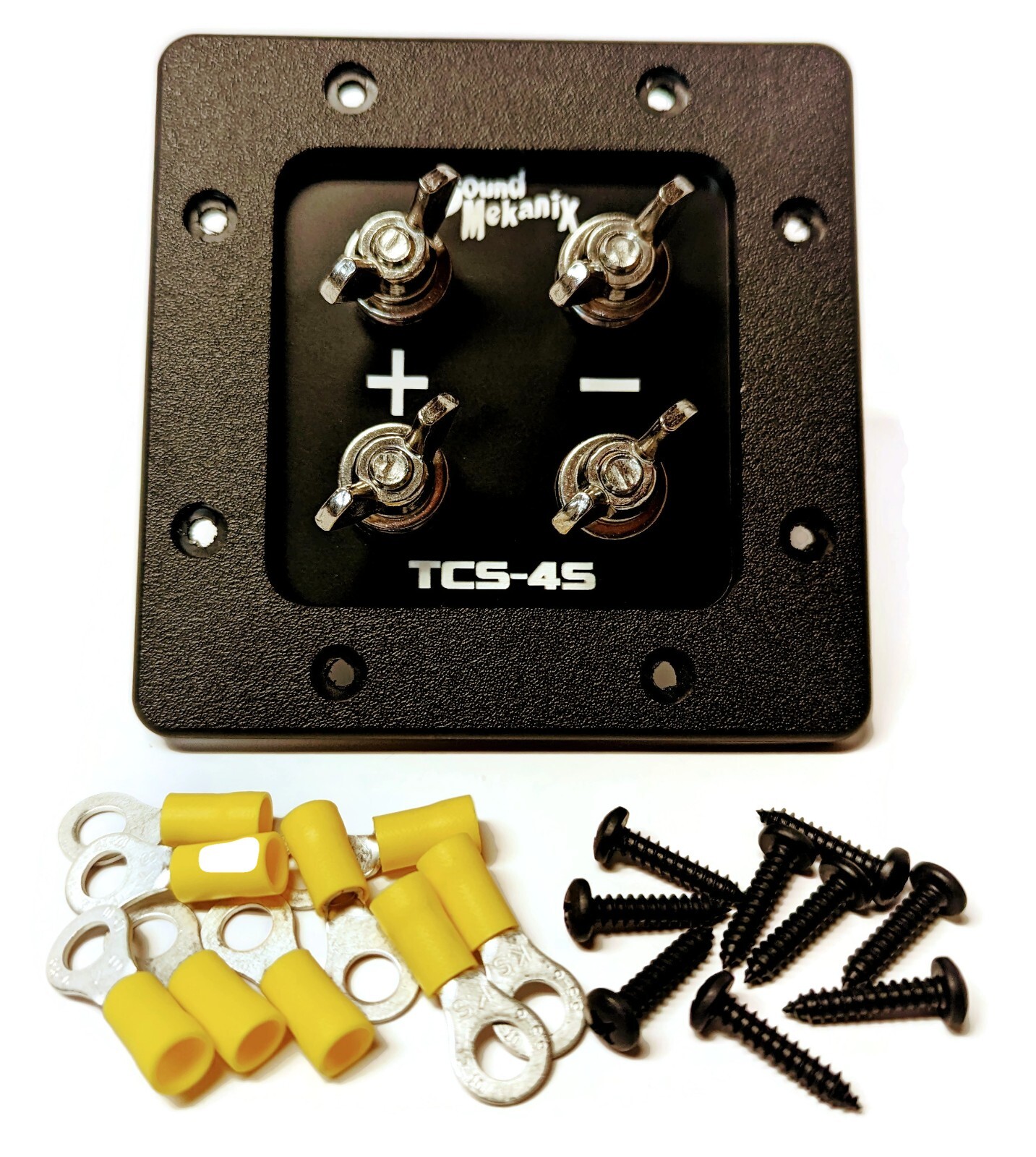 Square Subwoofer Speaker Box Terminal Cup, DUAL Input - TCS-4S Black