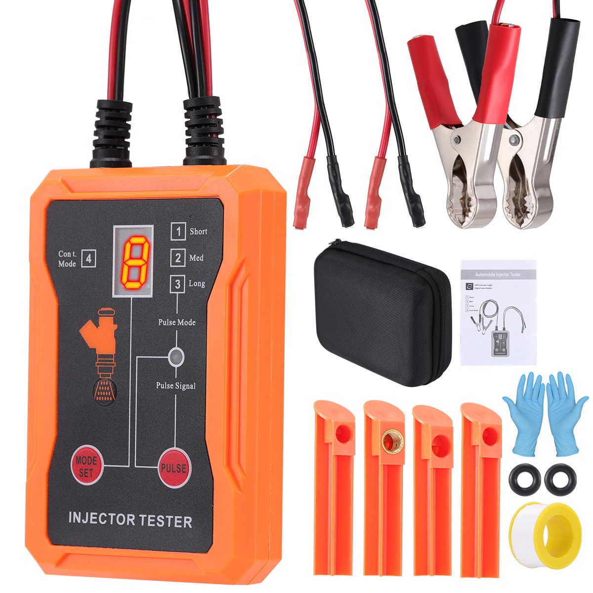 Universal 12V Fuel Injector Tester Cleaner & Adapter DIY Cleaning Tools Kit Set