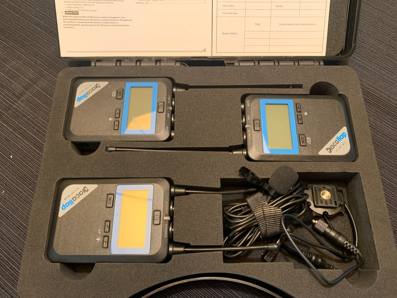 CA Kacallap ALLAP-W1-2 UHF Wireless Lavalier Microphone & 2 Transmitters. Works