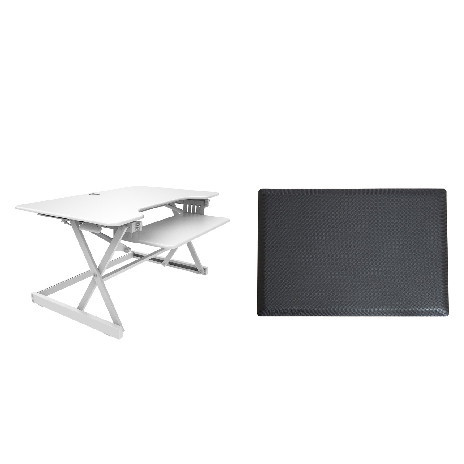 Rocelco 40" Large Height Adjustable Standing Desk Converter with Anti Fatigue Ma