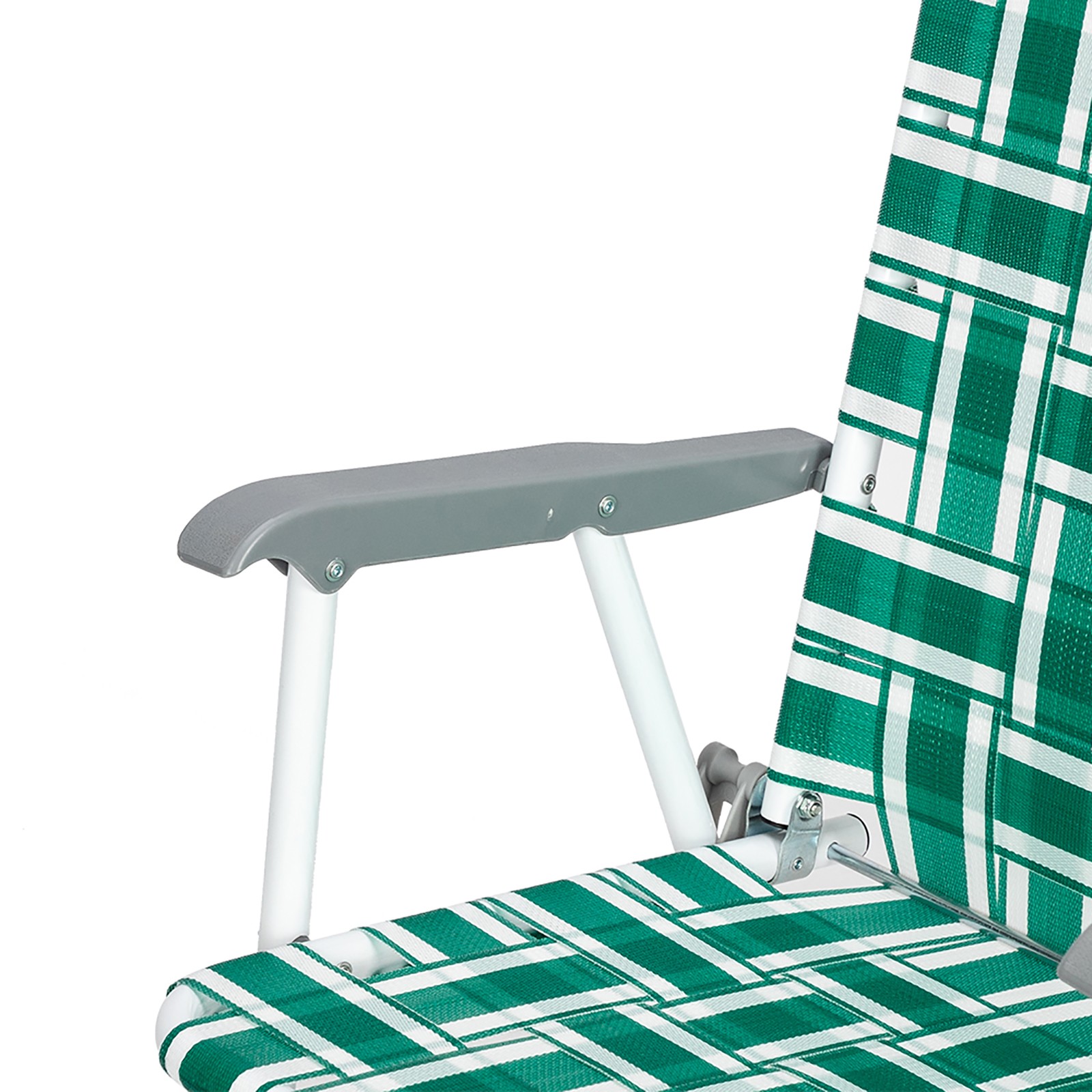 2pcs Portable Steel Tube PP Webbing Folding Beach Chair Light Green Strip