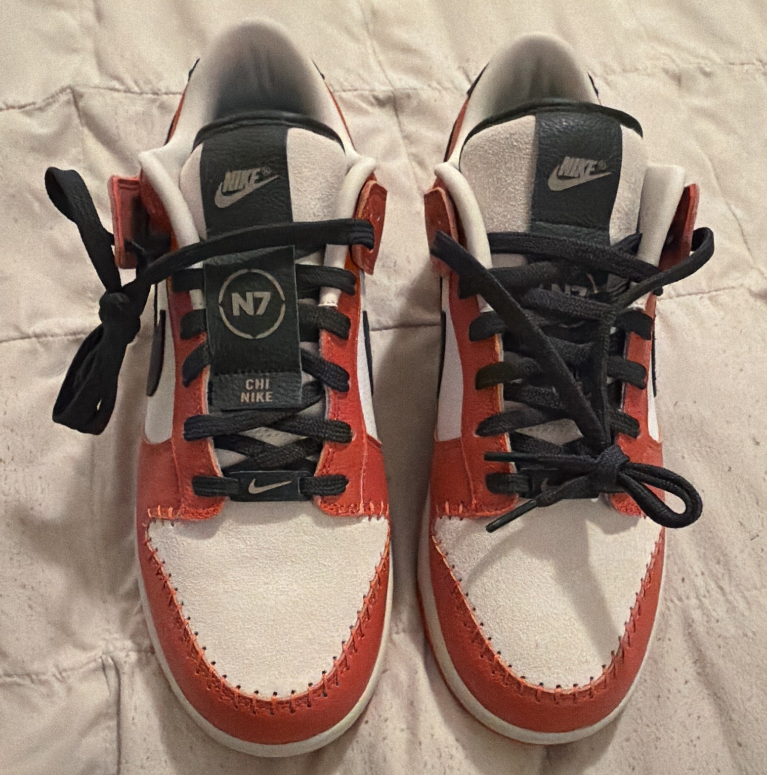 Nike Dunk Low By You N7 Custom White/Red/Black Colorblock Low-Top Sneakers
