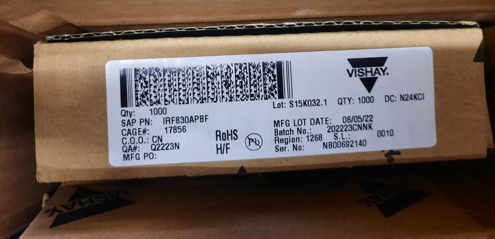 50 PCS IRF830APBF  N-Channel Mosfet  Vishay  500V  5A  P=74W TO220 ,New Original